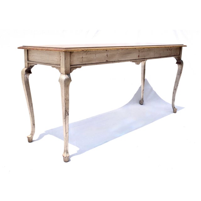 1990s Vintage Gilt Console Table Hollywood Regency Style, Antiqued Silver and Gold For Sale - Image 5 of 10