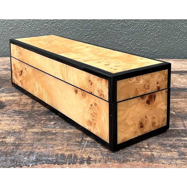 Wood Vintage Lacquered Burl Wood Box For Sale - Image 7 of 12