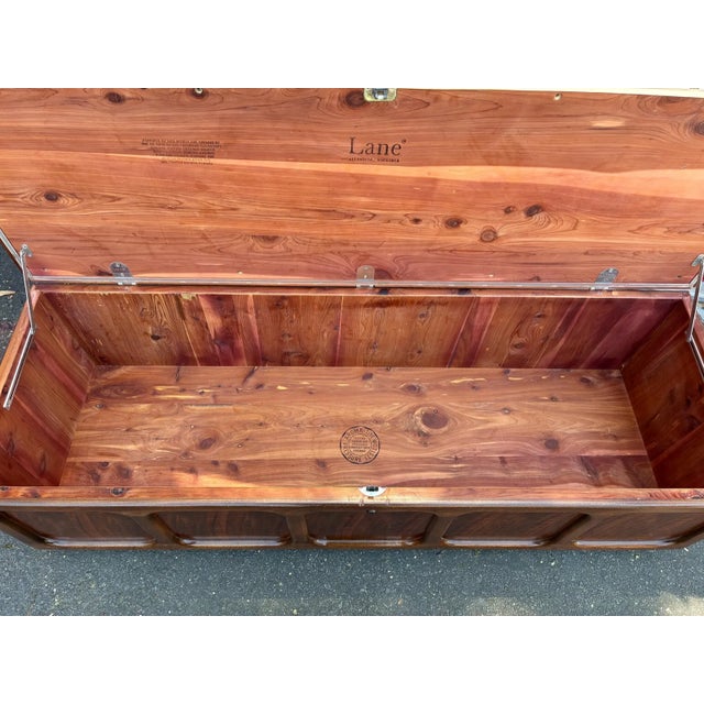 Wood Vintage Mid Century Lane Cedar Chest Bench With Upholstered Top For Sale - Image 7 of 7