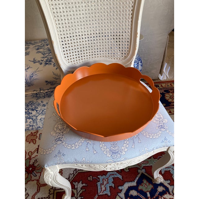 Hand Painted Lacquered Scallop Tray Orange For Sale - Image 12 of 12