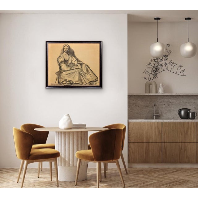 G. Vaccaro, La Contadina, 1865, Charcoal & Pencil on Paper For Sale - Image 17 of 18