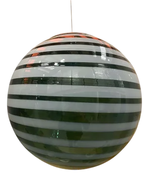 Green and White Swiriling Sphere Pendant in Murano Style Glass Italian by Simoeng