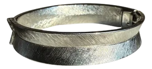 Mid 20th Century Monet Silvertone Textured Spring Clasp Cuff Bracelet