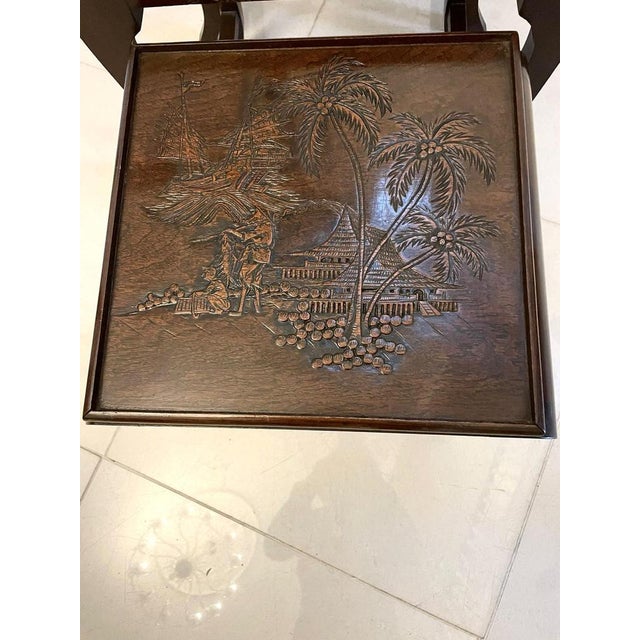 Antique Carved Teak Nesting Tables, 1920, Set of 3 For Sale - Image 10 of 16