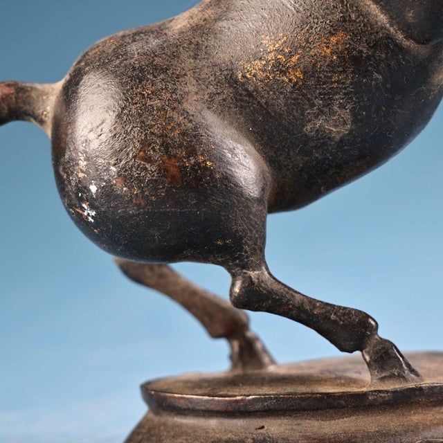 Bronze Antique Chinese Bronze Rearing Horse Sculpture on Cloud Base For Sale - Image 8 of 9