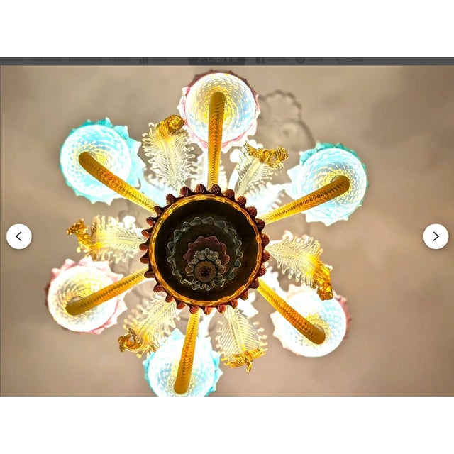 Art Deco Style Murano Glass Chandelier from Ca Rezzonico, 1980s For Sale - Image 9 of 10