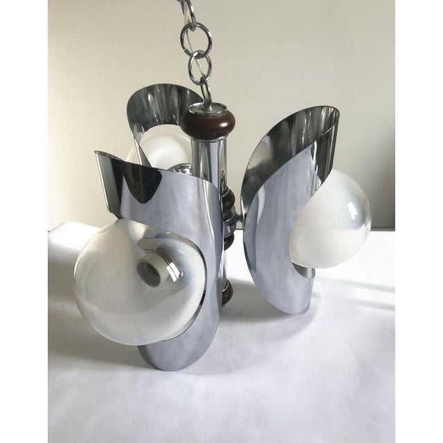 Mid-Century Modern Chandelier in Metal Chrome and Glass, 1970 For Sale - Image 13 of 18