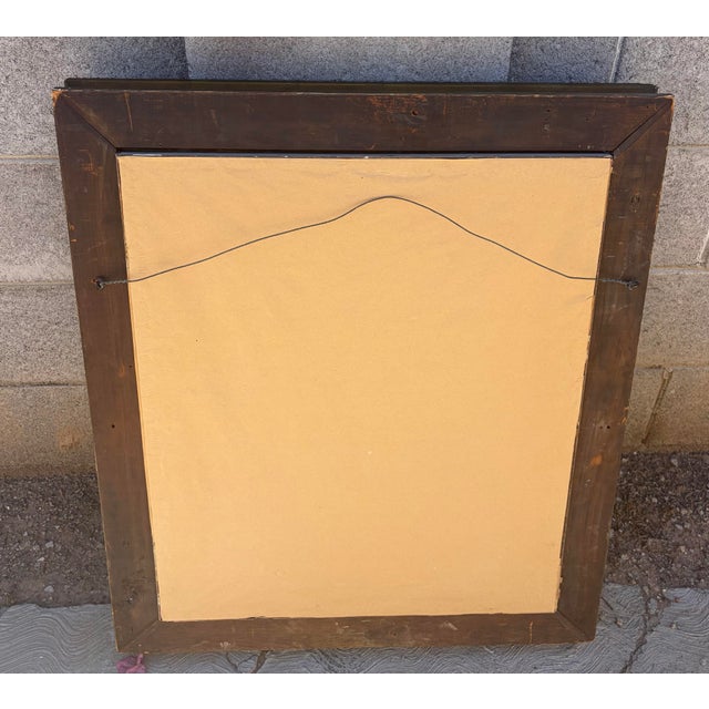 Large 32" Antique Edwardian Gilded Florentine Framed Full-Length Crayon Portrait For Sale - Image 11 of 11