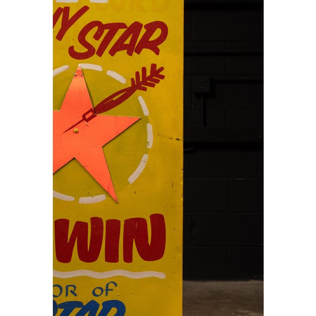 Mid-century double-sided carnival game sign featuring colorful hand-painted graphics advertising two different midway...