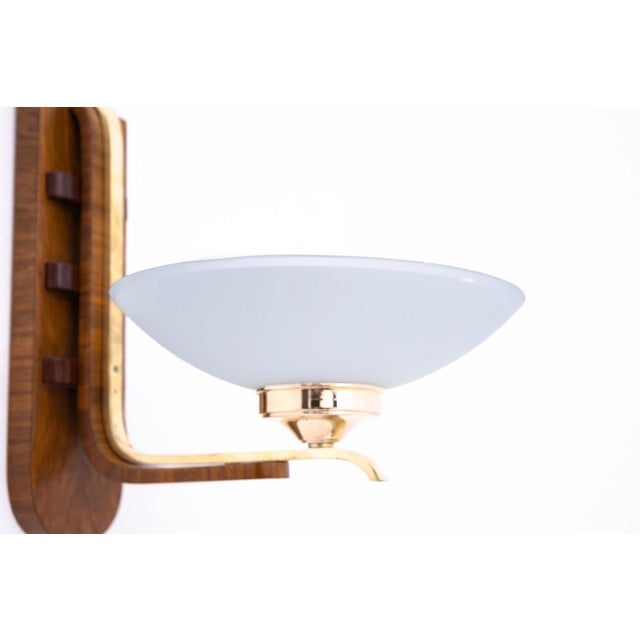 Brown Art Deco Wall Lamps, Poland, 1950s, Set of 5 For Sale - Image 8 of 9