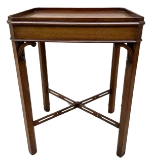 Vintage Georgian Revival Style Stretcher Legs Side Table