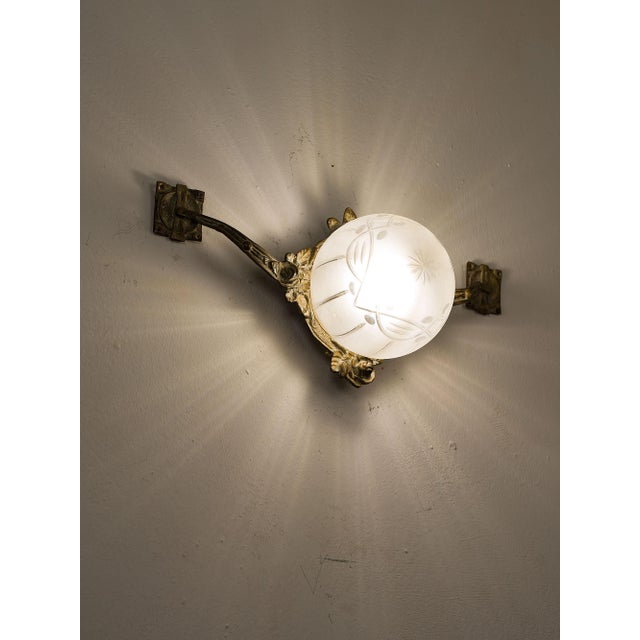 Antique Art Nouveau Liberty Wall Lamp with Central Light, Italy, 1910 For Sale - Image 9 of 9