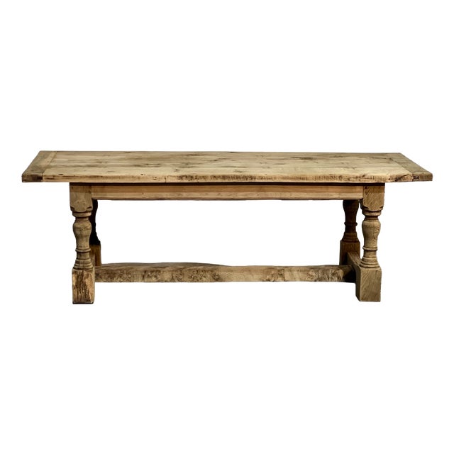 Bleached Oak Farmhouse Dining Table, 1925 For Sale