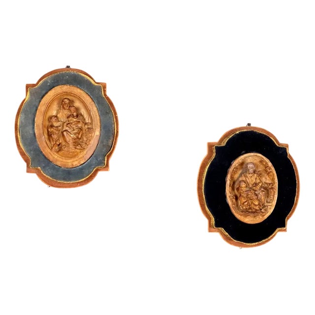 Patinated Plaster Bas-Reliefs, Set of 2 For Sale