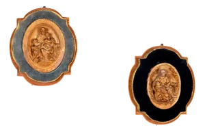 Patinated Plaster Bas-Reliefs, Set of 2