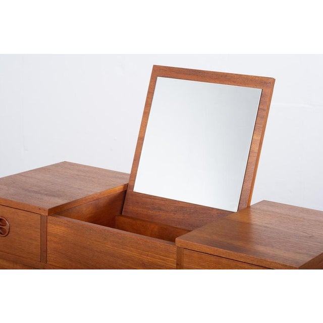 Brown Teak Vanity Table, Denmark, 1960s For Sale - Image 8 of 17