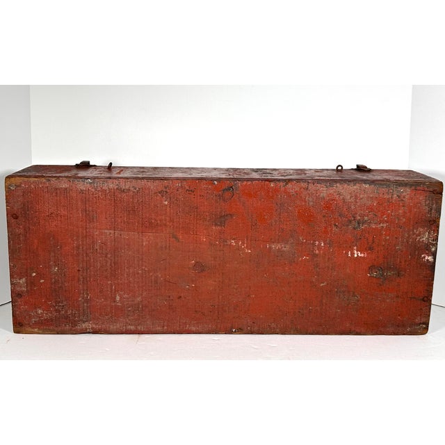 Early 20th Century Farmhouse Red Dovetail Trunk Box For Sale - Image 14 of 17