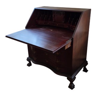 Vintage Mahogany Secretariat Drop Front Desk For Sale