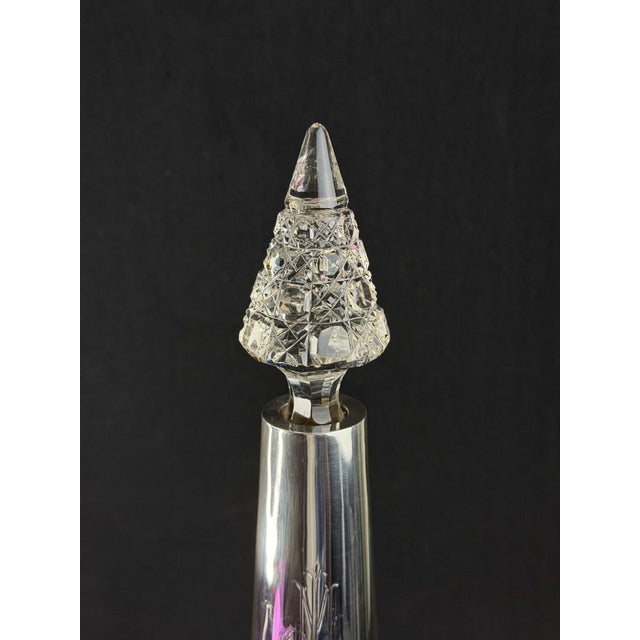 German Brilliant Cut Crystal Decanter with Sterling Silver 925 Collar, 1920s For Sale - Image 11 of 12