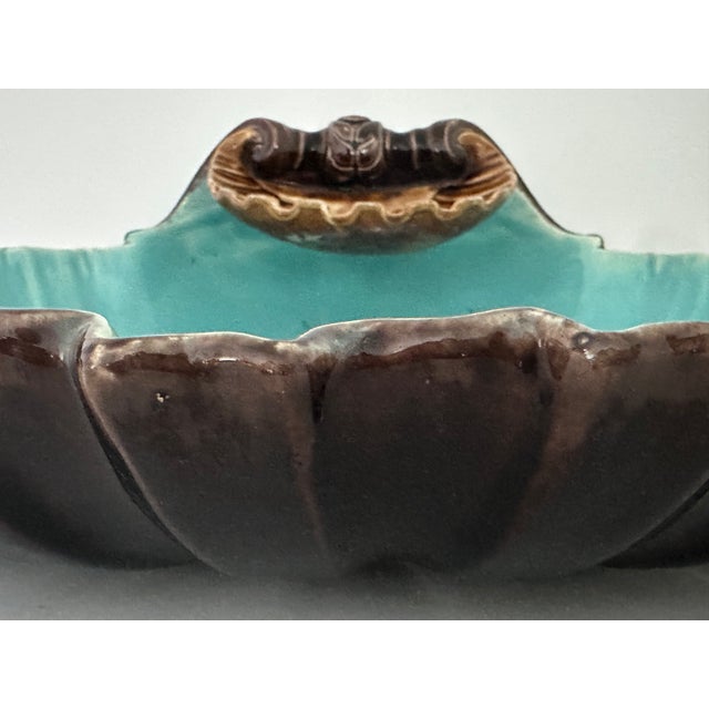 French 19th Century Sarreguemines France Majolica Shell Bowl, Basin For Sale - Image 3 of 5