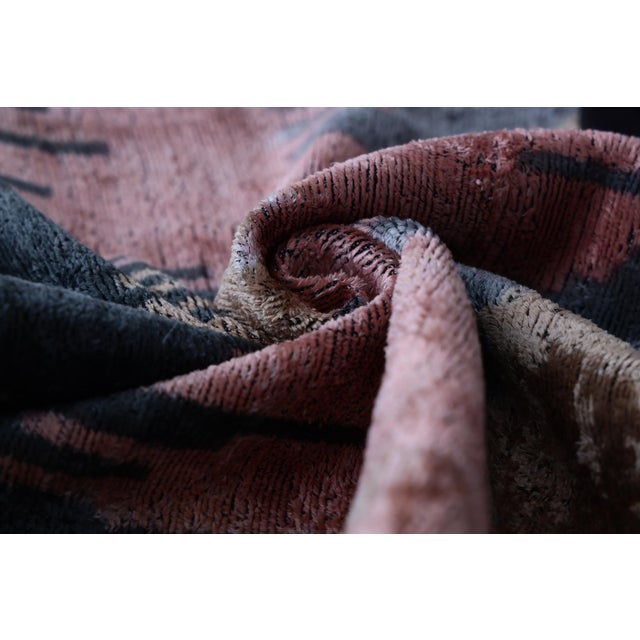 Slate Gray The Designer's Choice: Slate Blue & Dusty Rose Ikat Velvet Pillow 20x20 In For Sale - Image 8 of 8