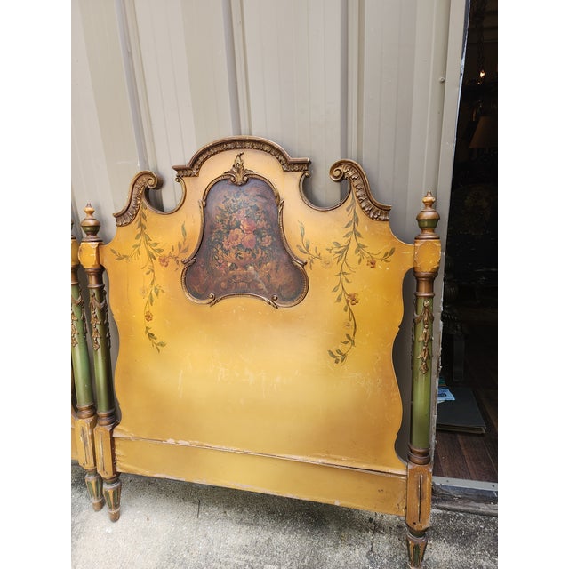Yellow Pair of Painted Twin Headboards For Sale - Image 8 of 11