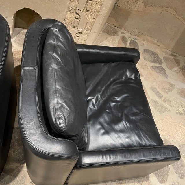 1976 Style Mario Marenco Italian Leather Lounge Chairs by Arflex Italy For Sale - Image 9 of 13