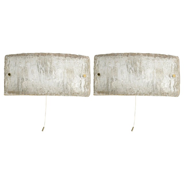 Glass Textured Ice Glass Sconces from Kaiser Leuchten, 1950s, Set of 2 For Sale - Image 7 of 7