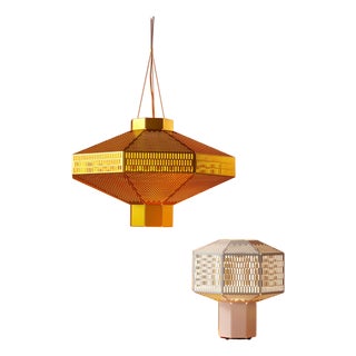 Ma-Rock M Custom Golden Table Lamps by Jaime Hayson for Parachilna, Set of 2 For Sale