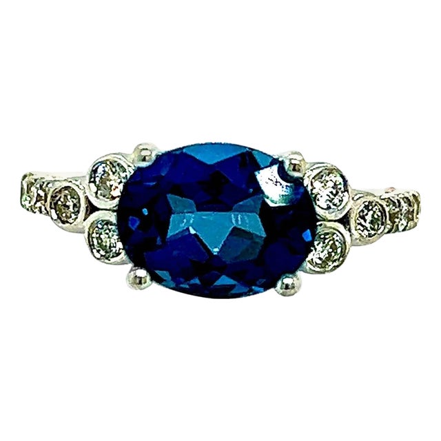Natural Topaz Diamond Ring 6.5 14k W Gold 2.63 TCW Certified For Sale