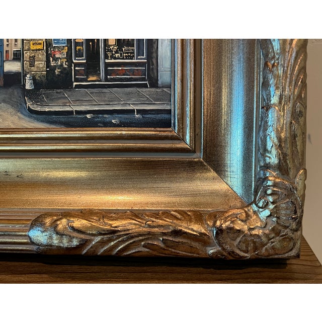 Gold Vintage Paris Storefronts Original Oil Painting, Framed For Sale - Image 8 of 12