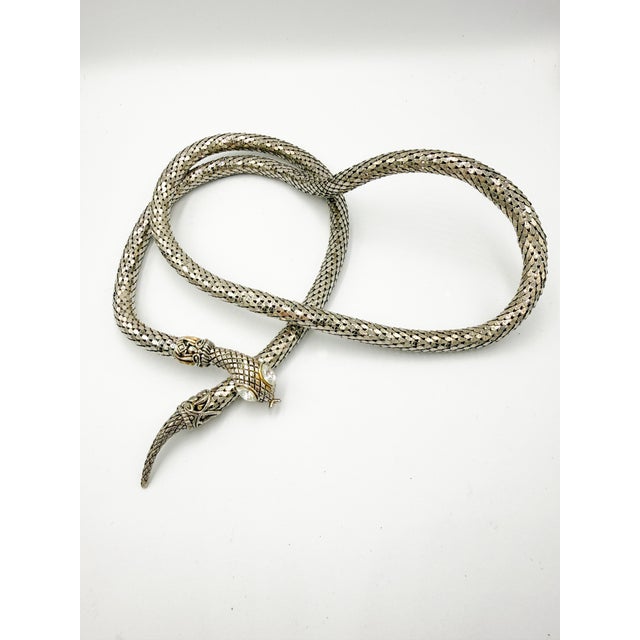 Metal Vintage Sculptural Snake Mesh Necklace attributed to Dl Auld Co. / Whiting & Davis, 1970s For Sale - Image 7 of 16