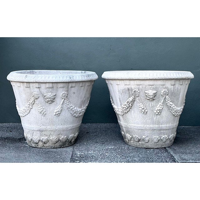 Late 20th Century Vintage Monumental Cast Concrete Planters For Sale - Image 5 of 12
