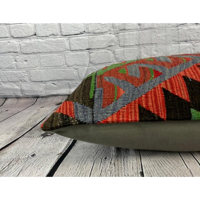 16 x 24 Kilim Pillow Turkish Orchard Serenity Pillow Cushion Cover For Sale - Image 4 of 4