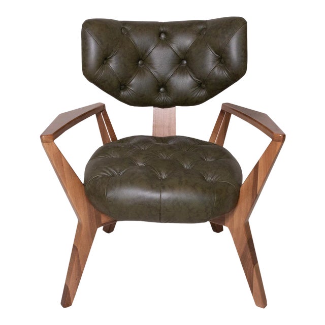 Mid-Century Modern Ash Solid Wood Dark Green Kendall Chair For Sale