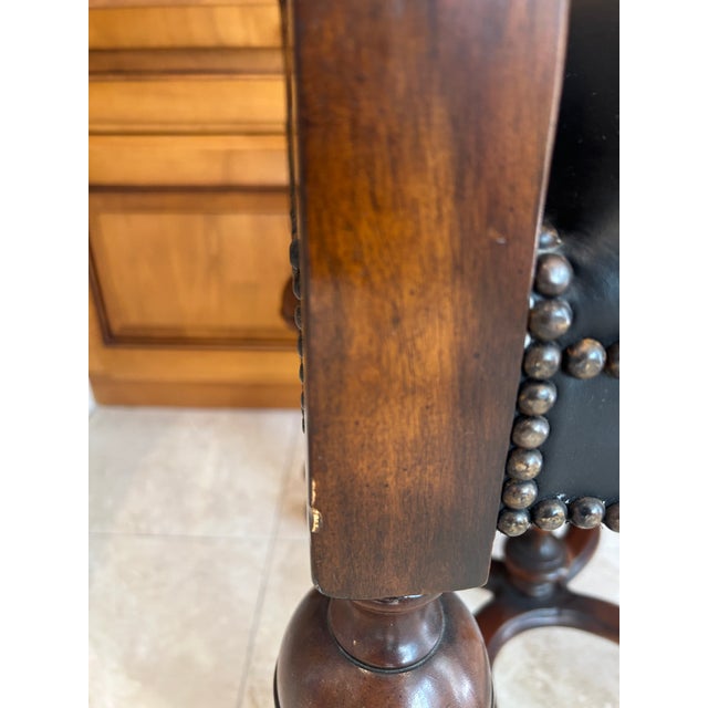 Theodore Alexander Black Leather Accent Chair For Sale - Image 9 of 10