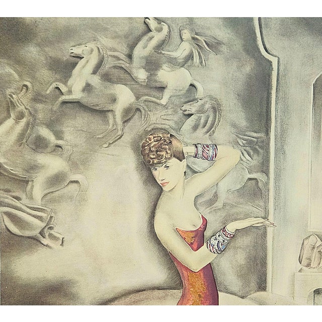 This is a RARE lithographs that dates to 1934. It is a French Art Deco lithograph print from a series called “Le Femme...