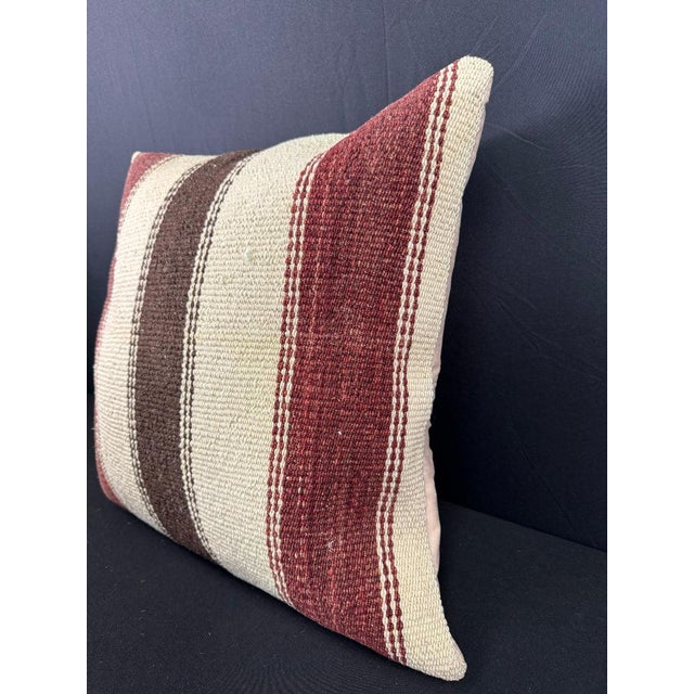 Contemporary Turkish Hemp Pillow Cushion Natural Beige Red Pillow Cushion Cover 20"x20" For Sale - Image 3 of 4