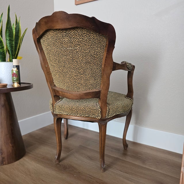 Antique French Louis XV Style Fauteuil Chair With Cheetah Print Upholstery For Sale In Phoenix - Image 6 of 6