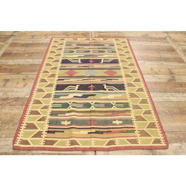 Textile Vintage Indian Stone Wash Dhurrie Rug - 03'10 X 05'09 For Sale - Image 7 of 9