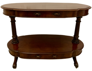 Large Antique Mahogany Oval Shaped Freestanding Serving/Console Table, 1860