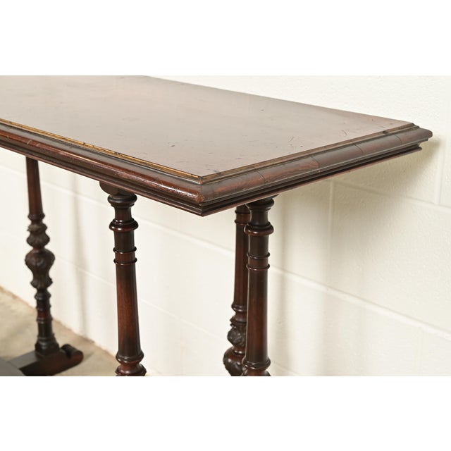 Berkey & Gay Style Antique English Jacobean Carved Walnut Console Table or Server, Circa 1920s For Sale In South Bend - Image 6 of 10