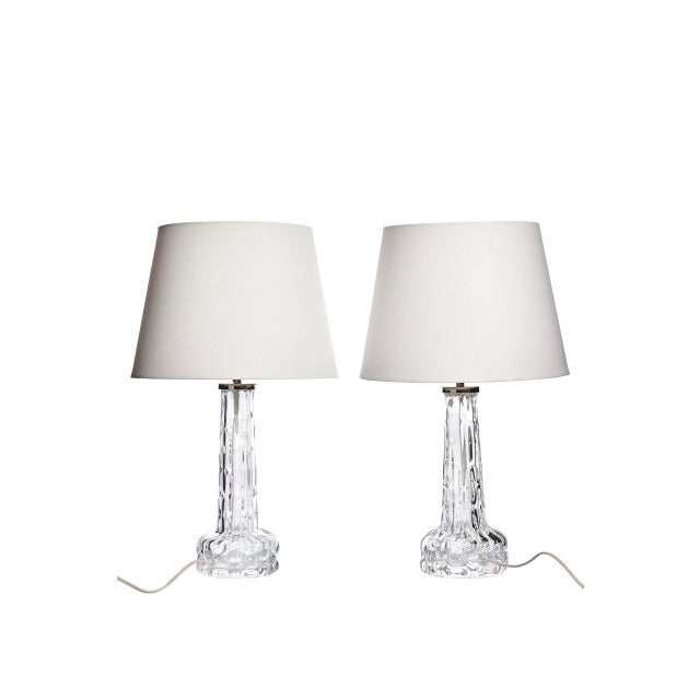 Glass Table Lamps by Carl Fagerlund for Orrefors, 1960s, Set of 2, in Good conditions. Designed 1960 to 1969 This piece...