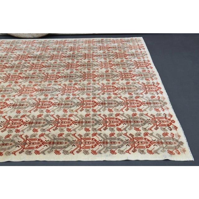 1970s Vintage Turkish Hand-Knotted Wool Cotton Red Area Rug For Sale - Image 11 of 12