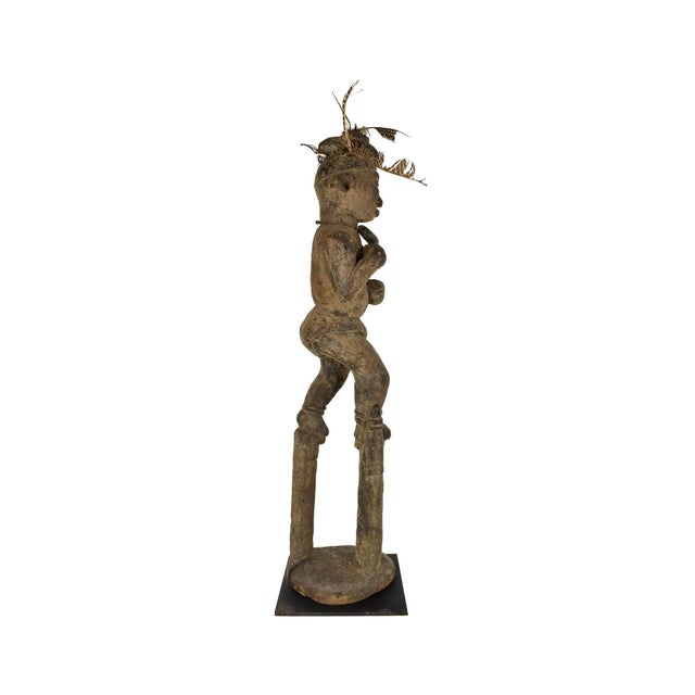 African Early 20th Century Pende Standing Stilted Wood Figure on Custom Base For Sale - Image 3 of 5
