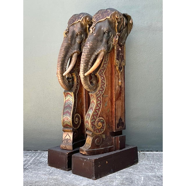 Vintage Boho Polychromed Elephant Statues - A Pair For Sale - Image 4 of 12