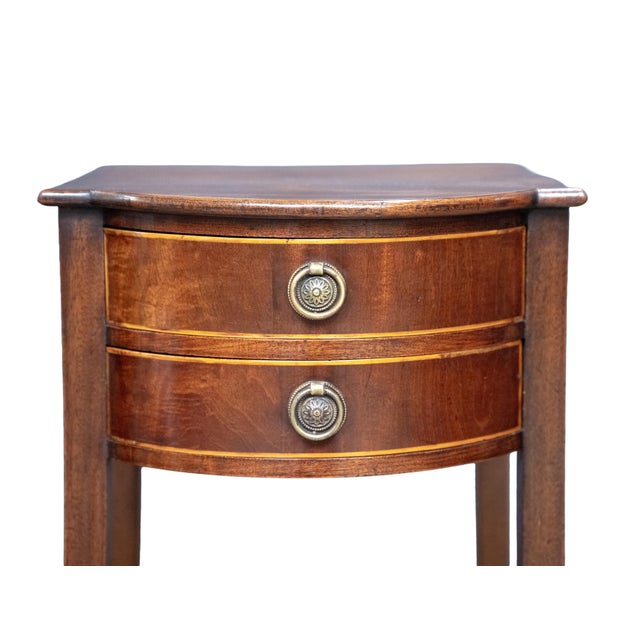 French Bowfront Nightstands or Bedside Tables of Patinated Walnut - Sold as Pair For Sale - Image 9 of 11