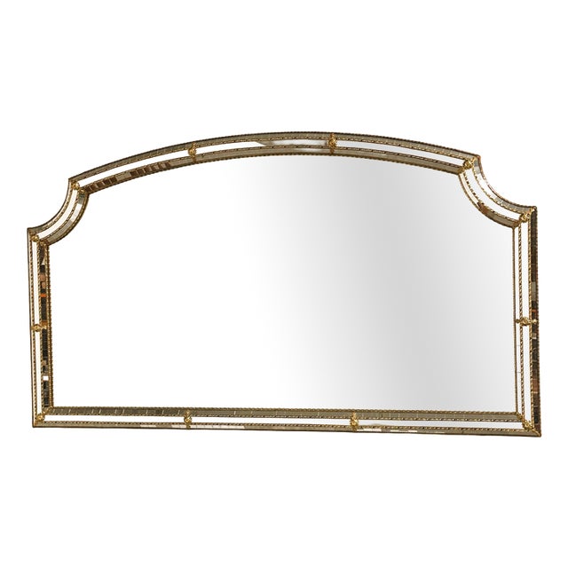 Spanish Gilt Mosaic Mirror with Decorative Floral Details, 1970s For Sale