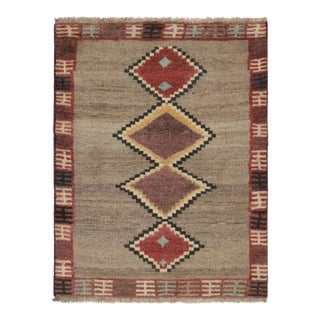 Vintage Gabbeh Persian Tribal Rug, Beige-Gray With DIamond Medallions - Rug & Kilim For Sale