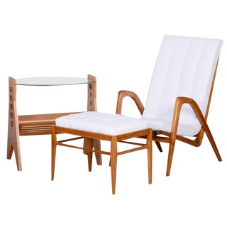 Set of Mid-Century Armchairs in Oak attributed to Jan Vanek, Czech, 1950s For Sale